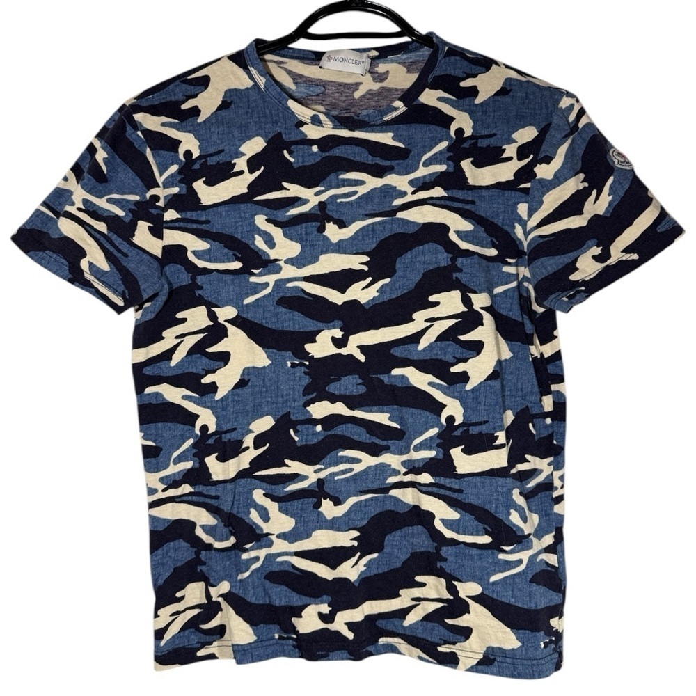 Authentic Moncler Blue Camouflage Maglia T-Shirt size S